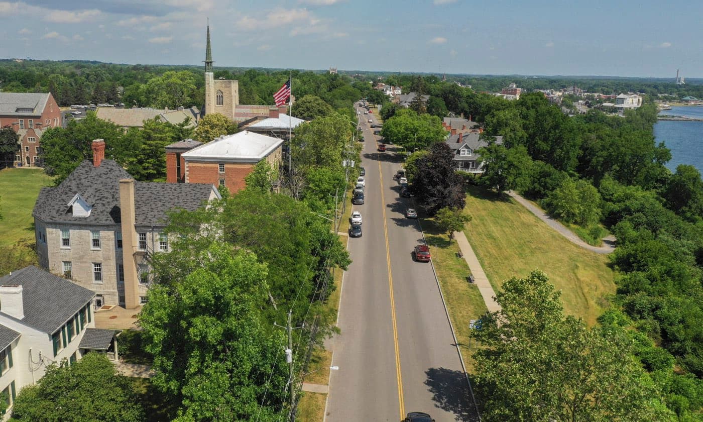 Aerial view of HWS campus and Geneva